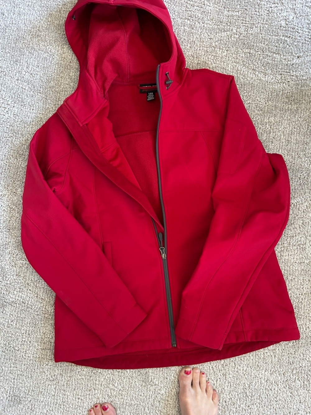 Kirkland Signature Bright Red Hooded Softshell Jacket